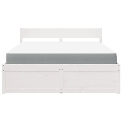 vidaXL Cama com gavetas e colchão 160x200 cm pinho maciço branco