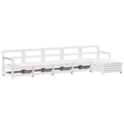 vidaXL 6 pcs conjunto sofás de jardim madeira de pinho maciça branco