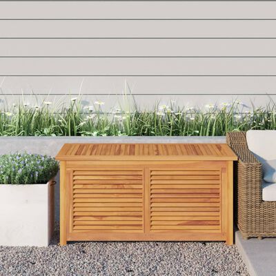 vidaXL Caixa de arrumação p/ jardim com saco 114x50x58 cm teca maciça