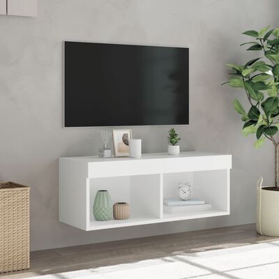 vidaXL Móvel de TV com luzes LED 80x30x30 cm branco