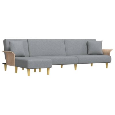 vidaXL Sofá-cama em forma de L 279x140x70 cm tecido cinzento-claro