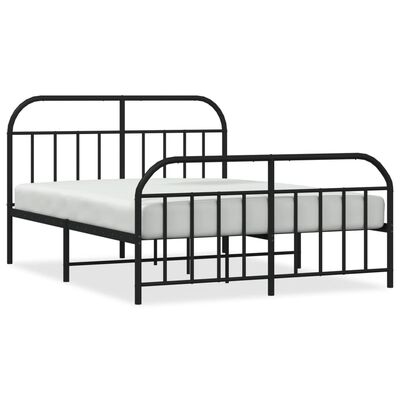 vidaXL Estrutura de cama com cabeceira e pés 135x190 cm metal preto