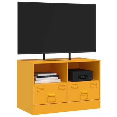 vidaXL Móvel de TV 67x39x44 cm aço amarelo mostarda