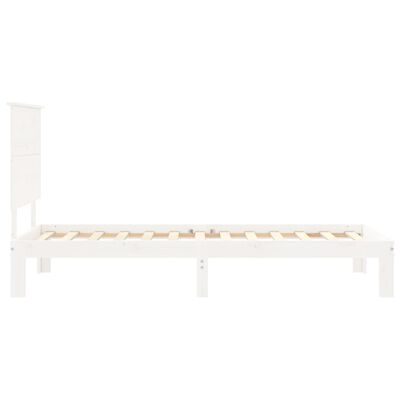 vidaXL Estrutura de cama com cabeceira 100x200cm madeira maciça branco