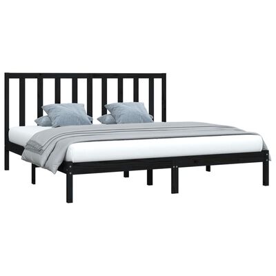 vidaXL Estrutura de cama 200x200 cm pinho maciço preto