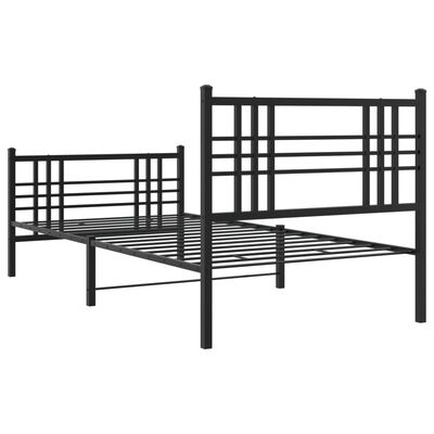 vidaXL Estrutura de cama com cabeceira e pés 100x190 cm metal preto