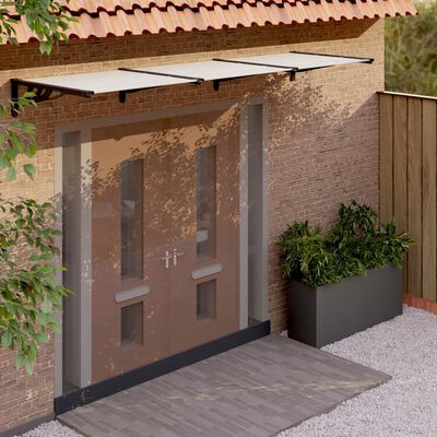 vidaXL Toldo para porta 358,5x90 cm policarbonato preto/transparente