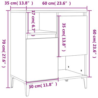 vidaXL Aparadores 3 pcs 60x35x70 cm derivados madeira cinza sonoma