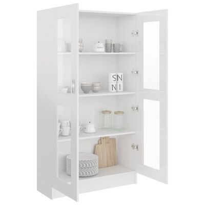 vidaXL Armário vitrine derivados de madeira branco brilhante