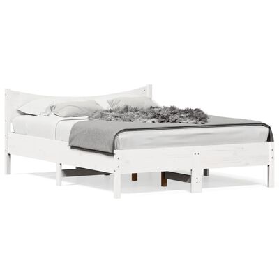 vidaXL Cama sem colchão 135x190 cm madeira de pinho maciça branco