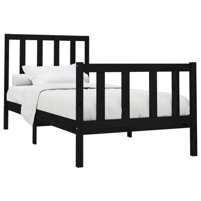 vidaXL Estrutura de cama 100x200 cm pinho maciço preto