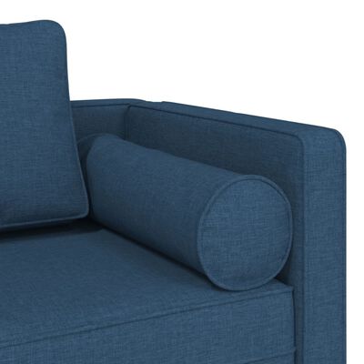 vidaXL Chaise lounge com almofadões tecido azul