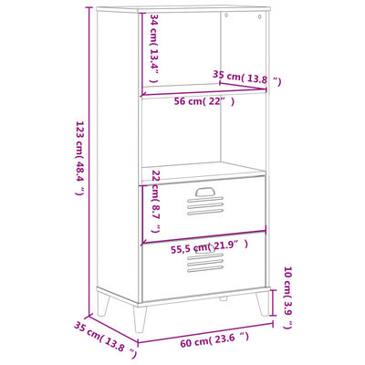 vidaXL Estante VIKEN 60x35x123 cm derivados de madeira preto