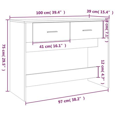 vidaXL Mesa consola 100x39x75 cm derivados de madeira branco