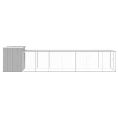 vidaXL Casota cães c/ parque 214x865x181 cm aço galvaniz. cinza-claro