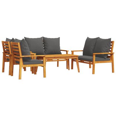 vidaXL 5 pcs conjunto lounge de jardim c/ almofadões acácia maciça