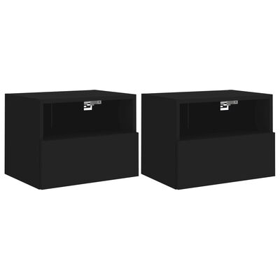 vidaXL Móveis de parede p/ TV 2 pcs 40x30x30cm derivados madeira preto