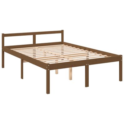 vidaXL Cama para idosos c/ cabeceira 140x200 cm madeira castanho-mel