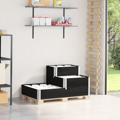 vidaXL Canteiro elevado de 3 níveis 120x80 cm pinho maciço preto