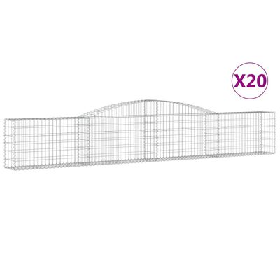 vidaXL Cestos gabião arqueados 20pcs 400x30x60/80 cm ferro galvanizado