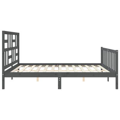 vidaXL Estrutura de cama com cabeceira 200x200 cm madeira maciça cinza