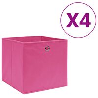 vidaXL Caixas arrumação 4 pcs 28x28x28 cm tecido-não-tecido rosa