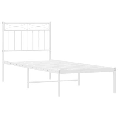 vidaXL Estrutura de cama com cabeceira 75x190 cm metal branco