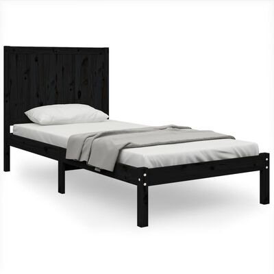 vidaXL Estrutura de cama solteiro 90x190 cm pinho maciço preto