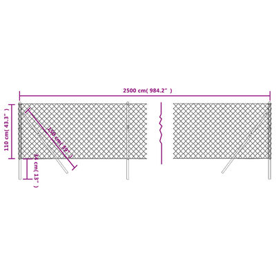 vidaXL Cerca de arame 1,1x25 m antracite