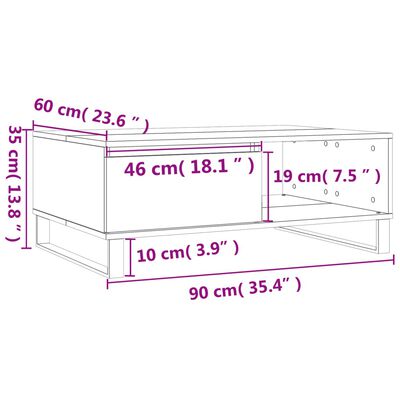 vidaXL Mesa de centro 90x60x35 cm derivados de madeira branco