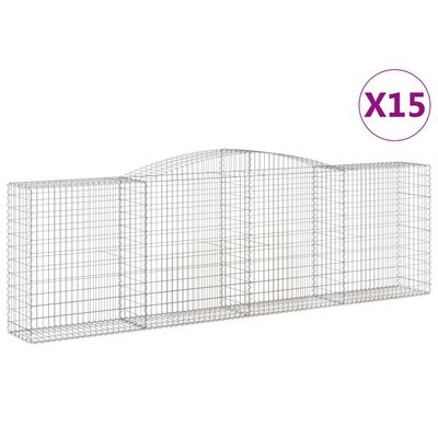 vidaXL Cestos gabião arqueados 15 pcs 400x50x120/140 ferro galvanizado