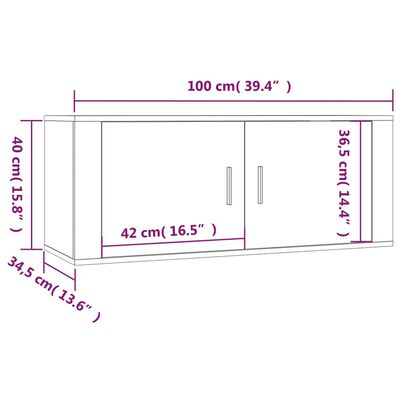 vidaXL Móvel de TV de parede 100x34,5x40 cm carvalho fumado