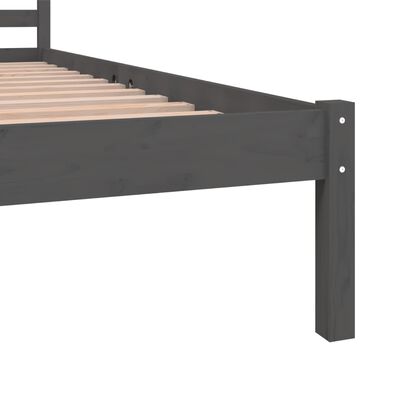 vidaXL Estrutura de cama casal 135x190 cm pinho maciço cinzento