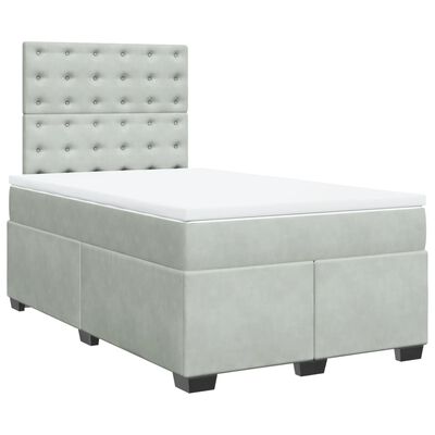 vidaXL Cama boxspring c/ colchão 120x200 cm veludo cinzento-claro