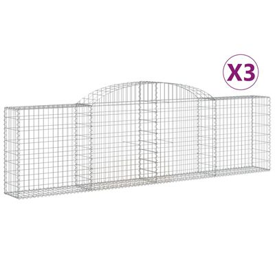 vidaXL Cestos gabião arqueados 3 pcs 300x30x80/100cm ferro galvanizado