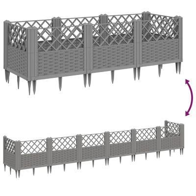 vidaXL Vaso/floreira jardim c/ estacas 123,5x43,5x43,5 cm cinza-claro