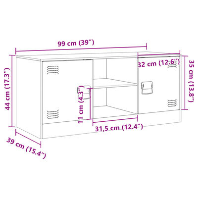 vidaXL Móvel de TV 99x39x44 cm aço antracite