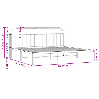 vidaXL Estrutura de cama com cabeceira 193x203 cm metal branco