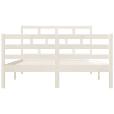 vidaXL Estrutura de cama casal 135x190 cm madeira maciça branco