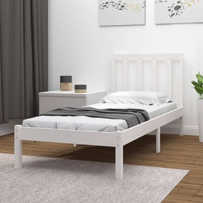 vidaXL Estrutura de cama solteiro 90x190 cm pinho maciço branco