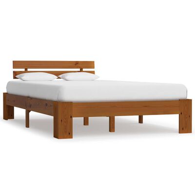 vidaXL Estrutura cama c/ cabeceira 140x200cm pinho maciço castanho-mel