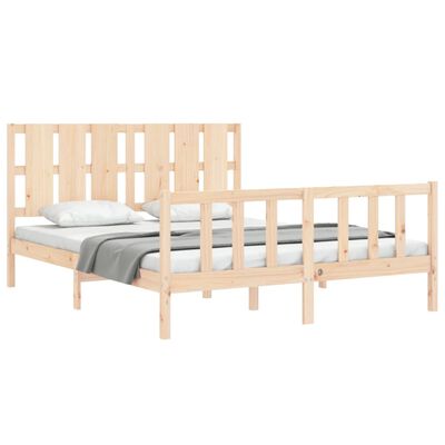 vidaXL Estrutura de cama com cabeceira 160x200 cm madeira maciça