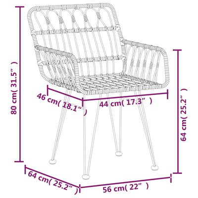 vidaXL 7 pcs conjunto de jantar para jardim vime PE preto