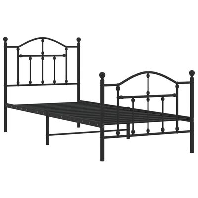 vidaXL Estrutura de cama com cabeceira e pés 90x190 cm metal preto