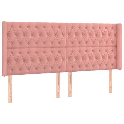 vidaXL Cabeceira cama c/ abas veludo 203x16x118/128 cm rosa