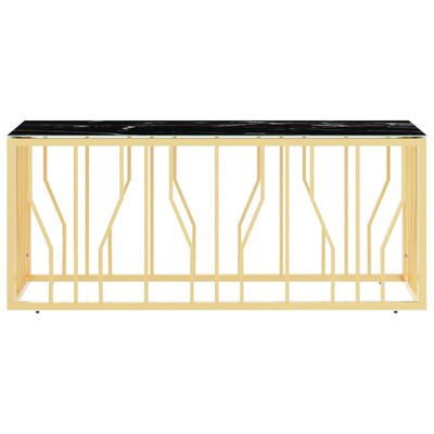 vidaXL Mesa de centro 110x45x45 cm aço inoxidável e vidro dourado