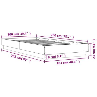 vidaXL Estrutura de cama c/ luzes LED 100x200 cm carvalho sonoma