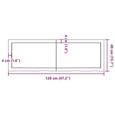 vidaXL Tampo de mesa 120x40x(2-4) cm carvalho tratado castanho-escuro