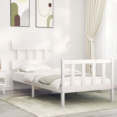 vidaXL Estrutura de cama com cabeceira 90x200 cm madeira maciça