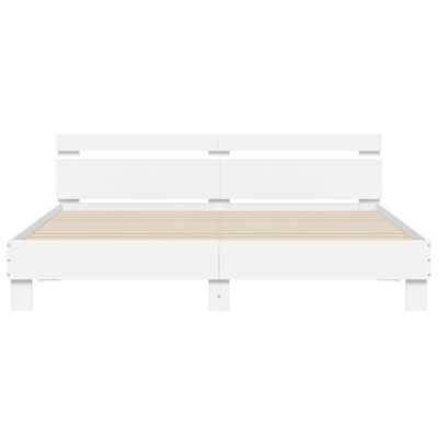 vidaXL Estrutura cama c/ cabeceira 200x200 cm derivados madeira branco